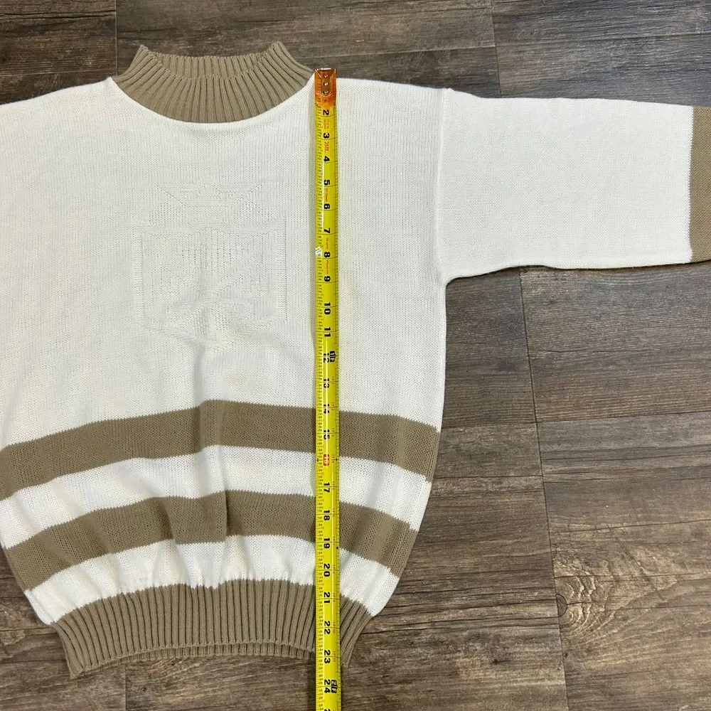 Vintage Teasers Women Sweater High Neck Made‎ In USA Stripes NO SIZE TAG (422)